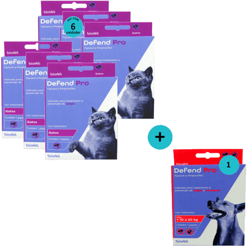Defend Pro Gatos Kit C/ 6 + Defend Pro Cães (11 - 20kg) C/ 1 Defend Pro Gatos Kit C/ 6 + Defend Pro Cães (11 - 20kg) C/ 1